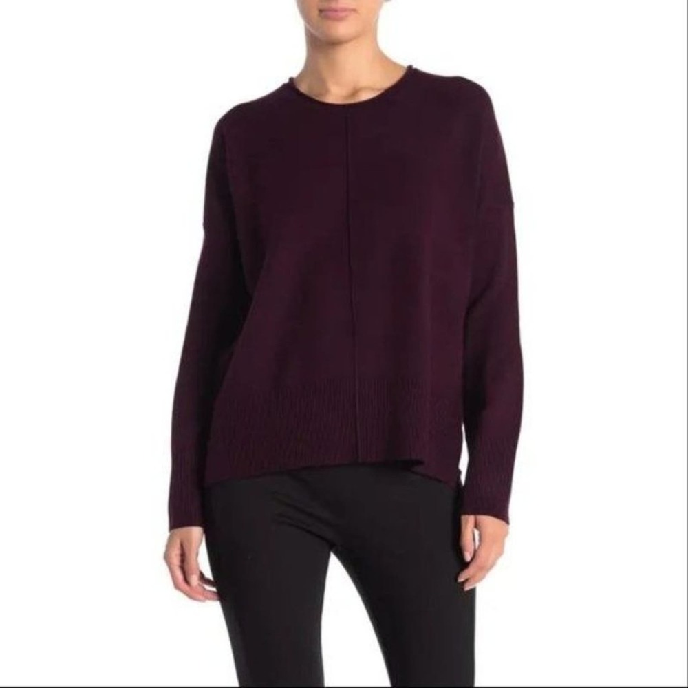 French Connection Boxy Knit Scoop Neck Sweater in Eggplant, S